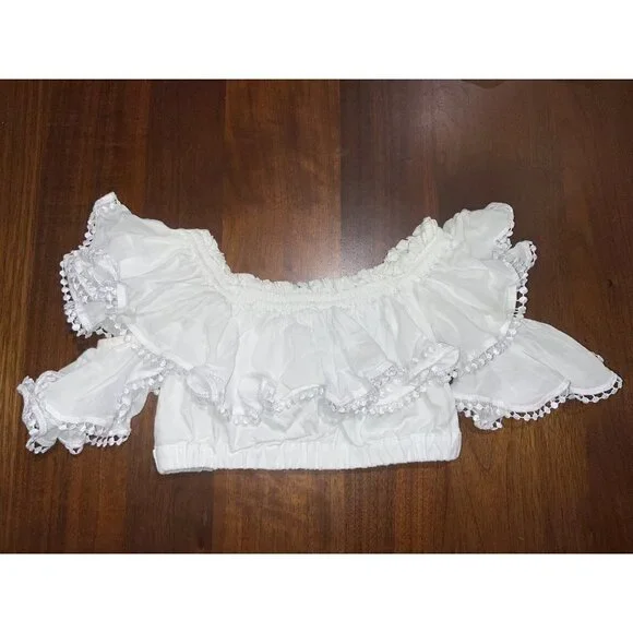 Charo Ruiz Ibiza Cata Top in White XSmall New Womens Cropped Blouse